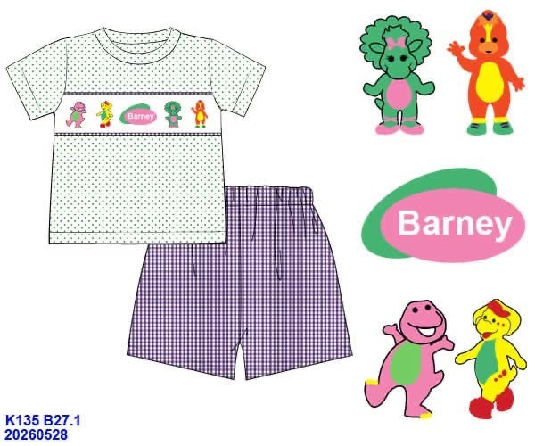 Purple Dino and Friends Boys Short Set ETA NOV