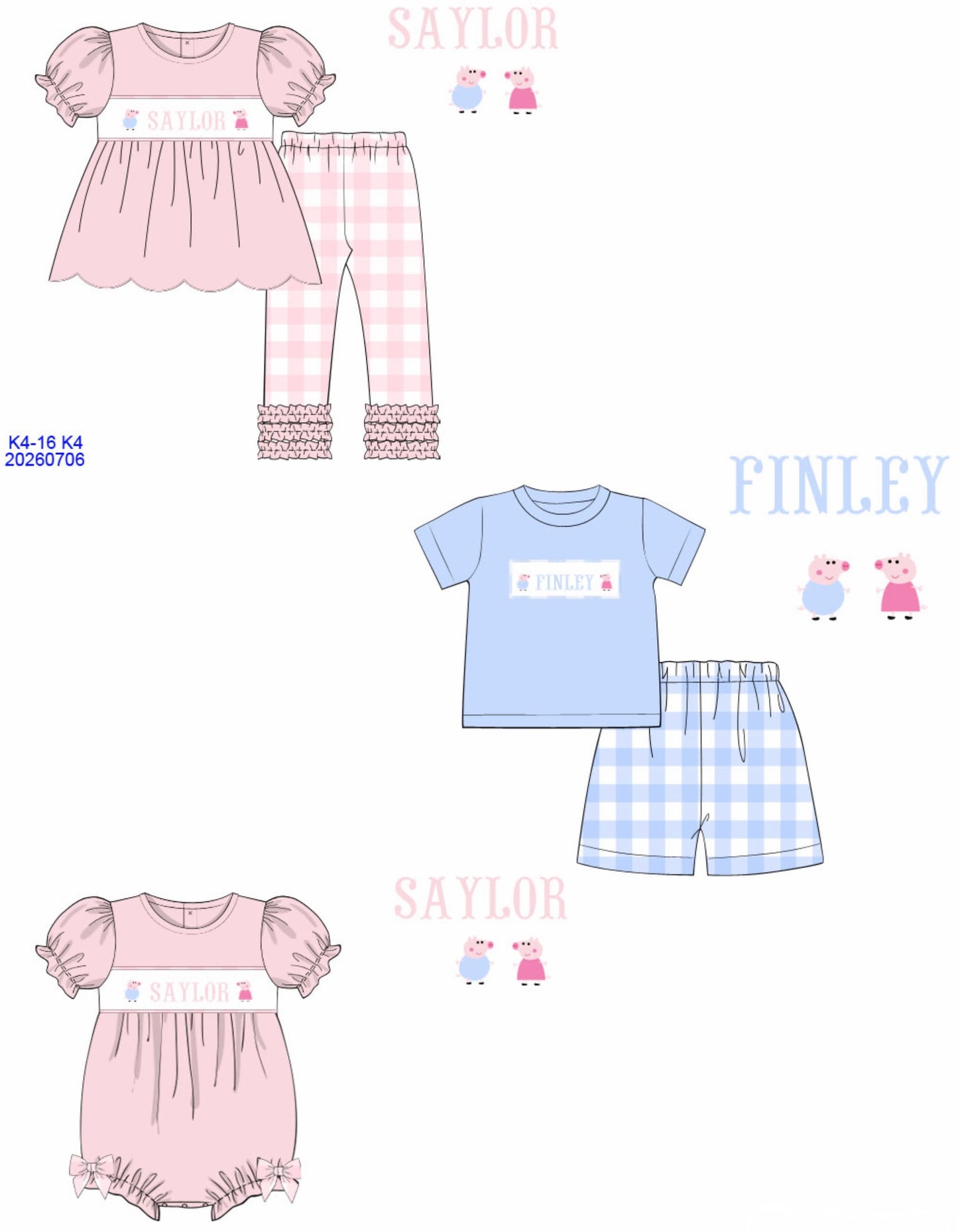 Peppa Pig Customizable Girls Pant Set ETA NOV