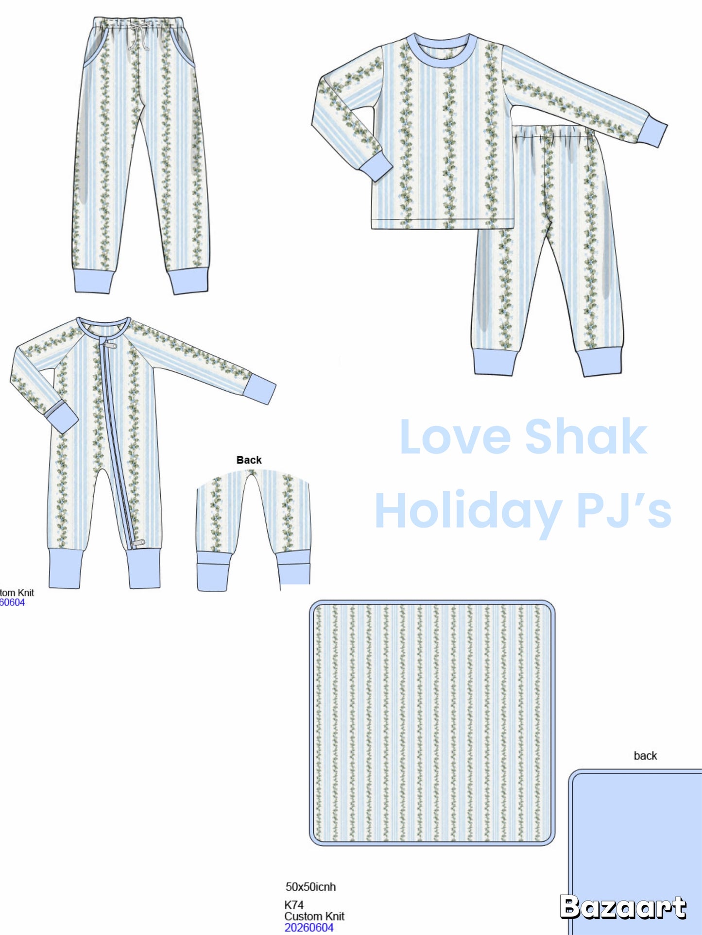 Love Shak Holiday Bamboo PJ’S Blue ETA OCT