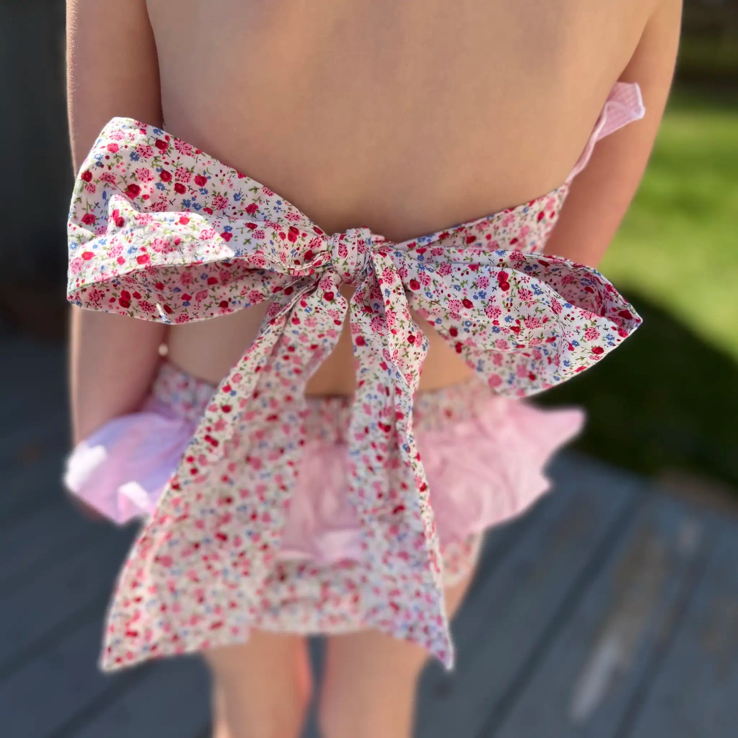 Pink Floral Tie Back Bikini