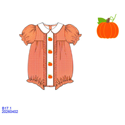 Elegant Embroidered Pumpkin Girl Bubble (ETA September)