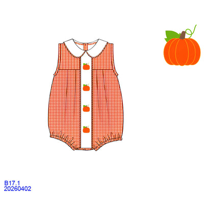 Embroidered Pumpkin Boy Bubble (ETA September)