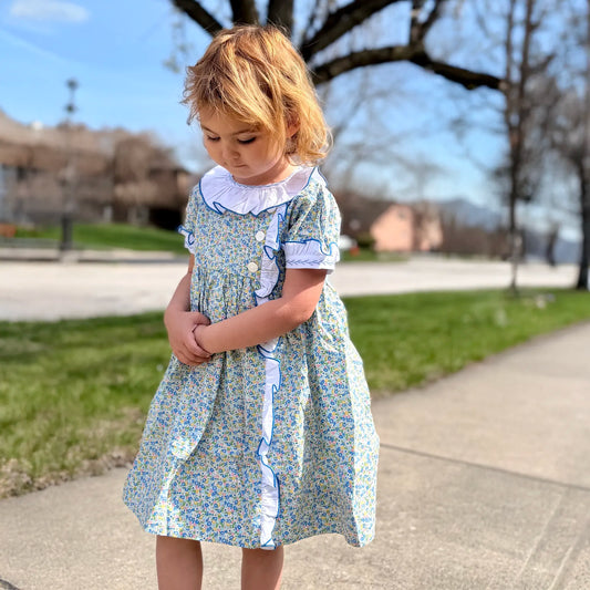 Blue And Green Floral Dress