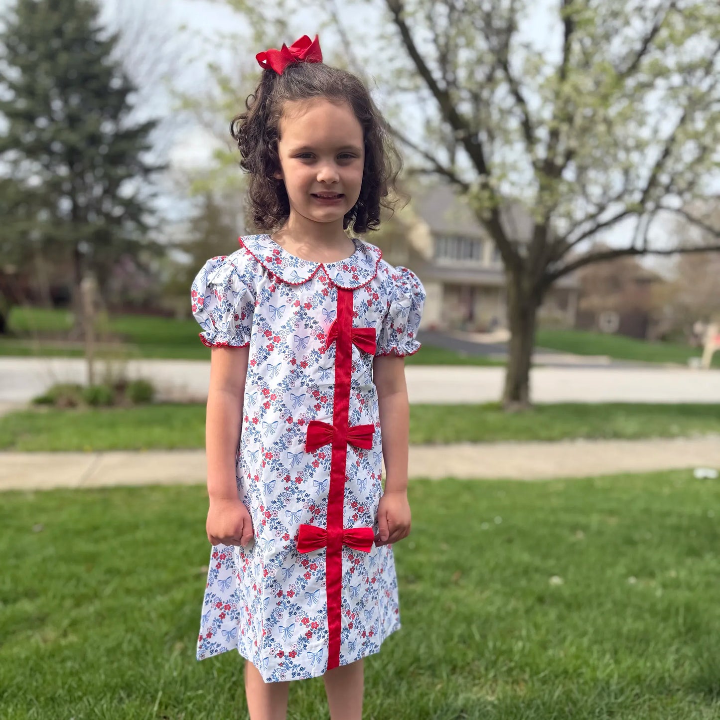 Red, White And Blue Floral Dress